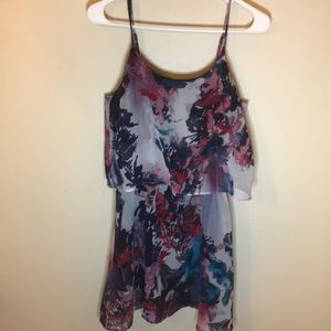 Floral print dress multi watercolor flouncy top